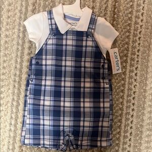 Carter's Blue Plaid Baby 2 Piece Romper
